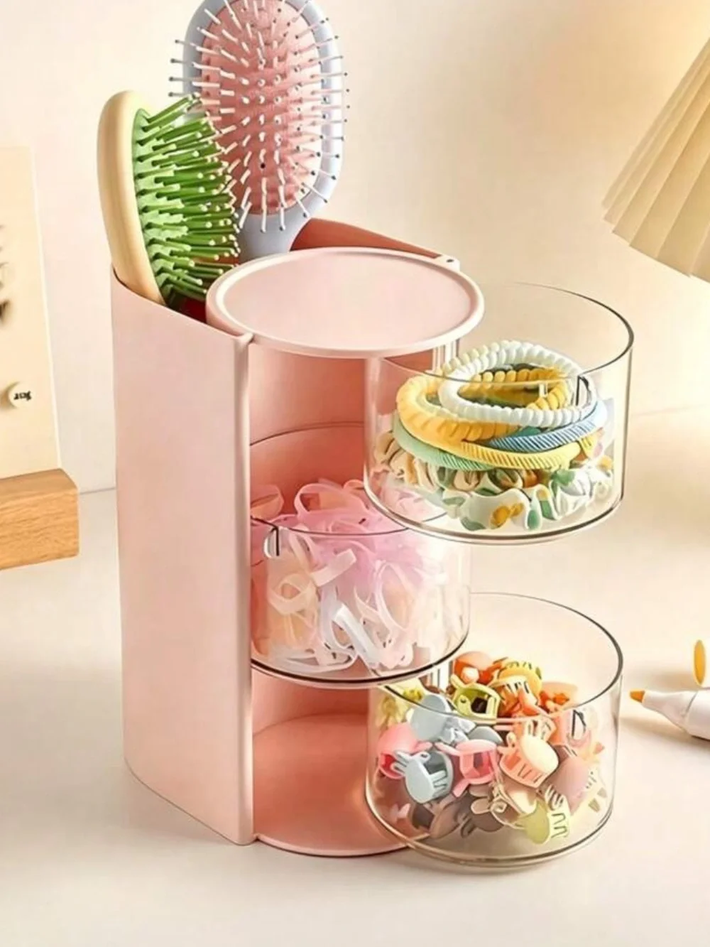 White 3-Tier Cosmetic & Hair Accessory Organizer - Compact Storage Tower